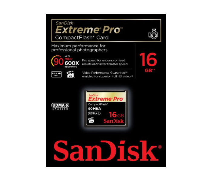 Sandisk SDCFXPS-016G-X46 Extreme Pro 16GB Compact Flash 160MB/s Memory Card - Zoom Image 2