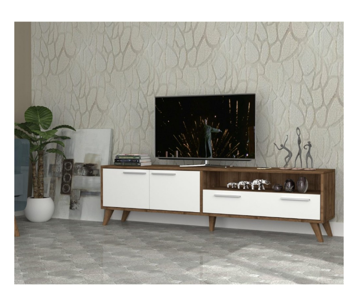 Oslo TV Model TV Table - White and Brown - Zoom Image 1