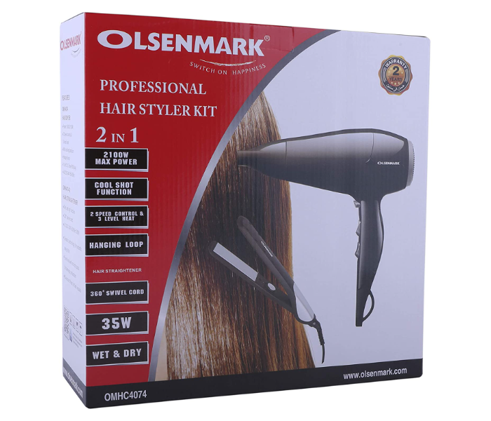 Olsenmark OMHC4074 2 in 1 Professional Hair Styler Kit – Black - Zoom Image 6