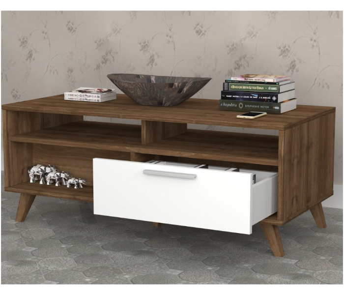 Mia Wood Finish Coffee Table - White and Brown - Zoom Image 1