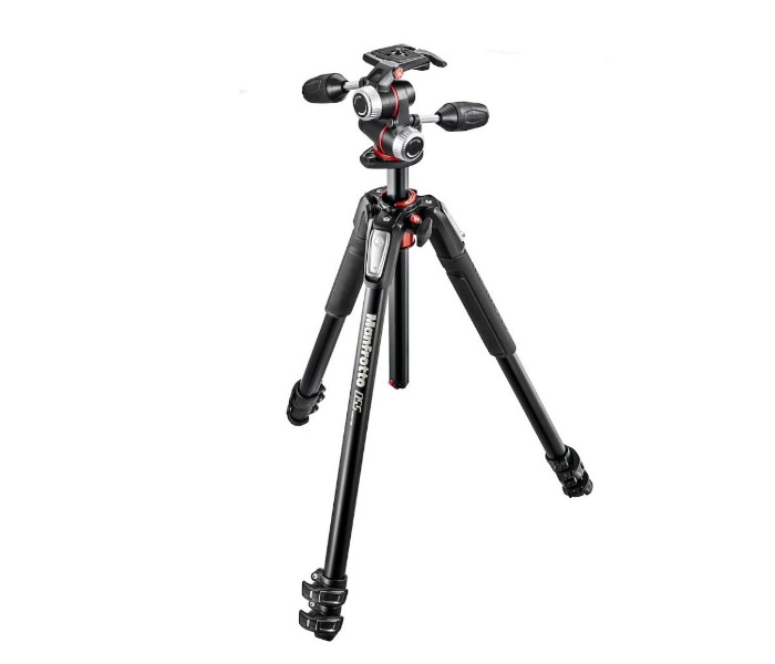 Manfrotto MK055XPRO3-3W 055 Aluminum 3 Section Horizontal Column Tripod with Head - Black - Zoom Image