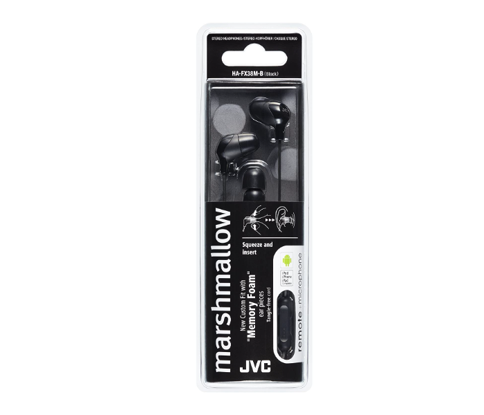 JVC HAFX38MB Memory Foam Earbud Marshmallow Memory Foam Earbud with Mic - Black - Zoom Image 2