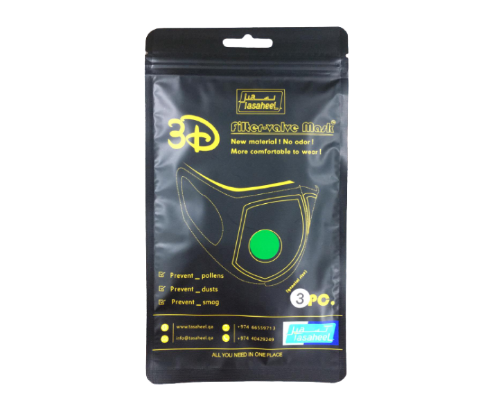 Tasaheel 3D Face Mask without Valve - Green - Zoom Image