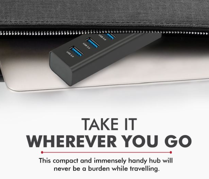 Promate EzHub-4 Ultra-Fast Portable USB-A 3.0 Hub With 4x Charge and Sync Ports - Zoom Image 4