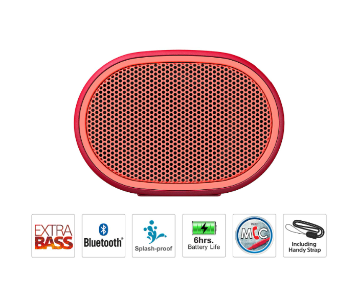 Sony SRS-XB01 Wireless Extra Bass Bluetooth Speaker with Mic Loud Audio for Phone Calls - Red - Zoom Image 2