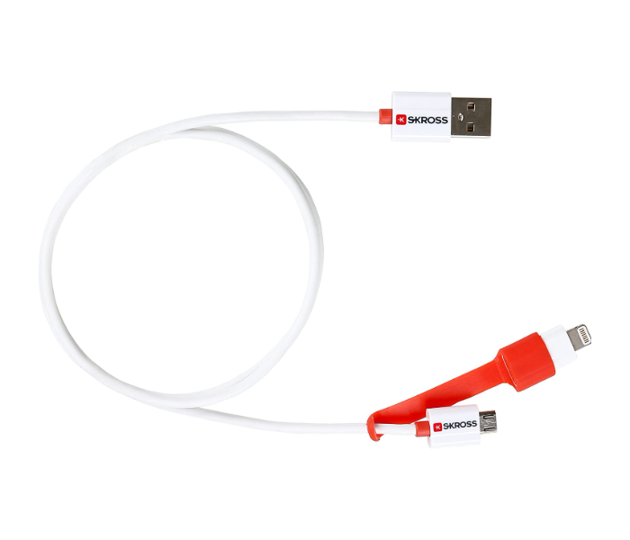 Skross 2-700202 2 in 1 Charge N Sync Micro USB Lightning Connector Cable - White - Zoom Image 3