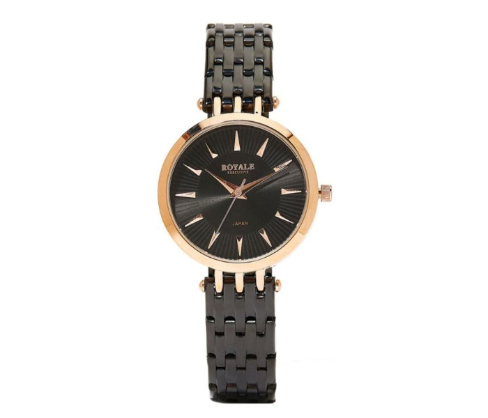 Royale Executive RE073H Metal Analog Quartz Watch For Women - Black and Gold - Zoom Image