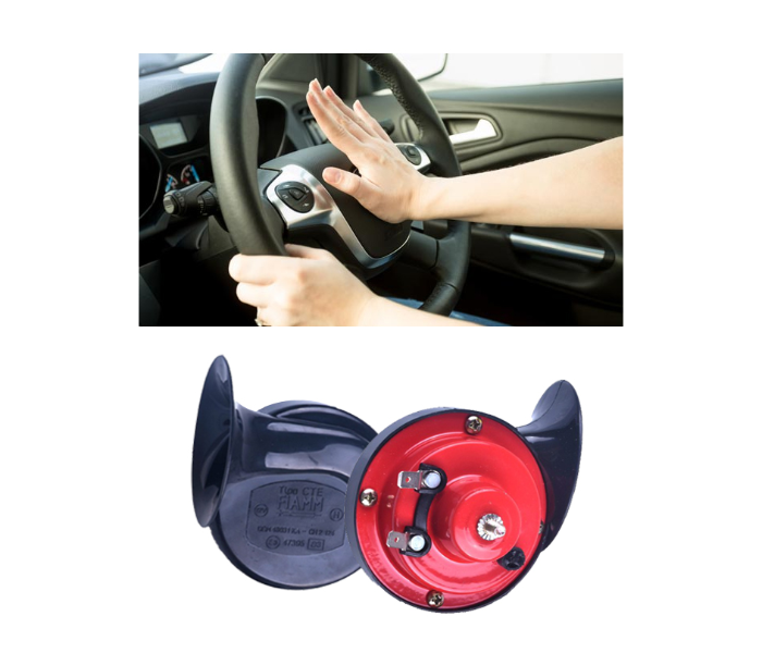 2 Piece Car Horn Set - Black - Zoom Image