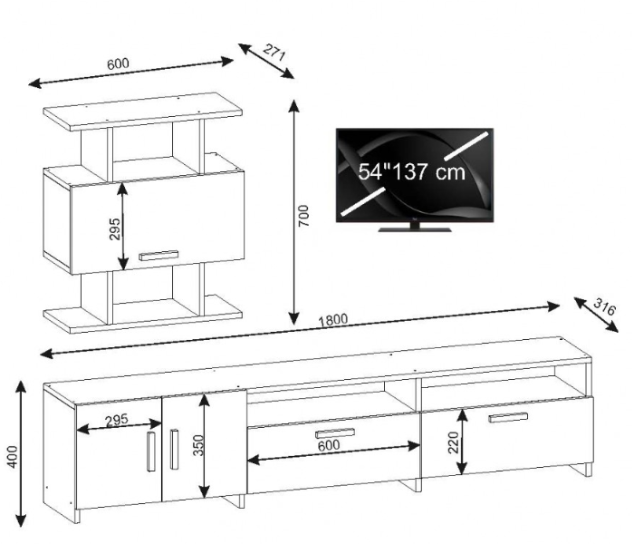 Nevada 1 Carton TV Table - White - Zoom Image 3