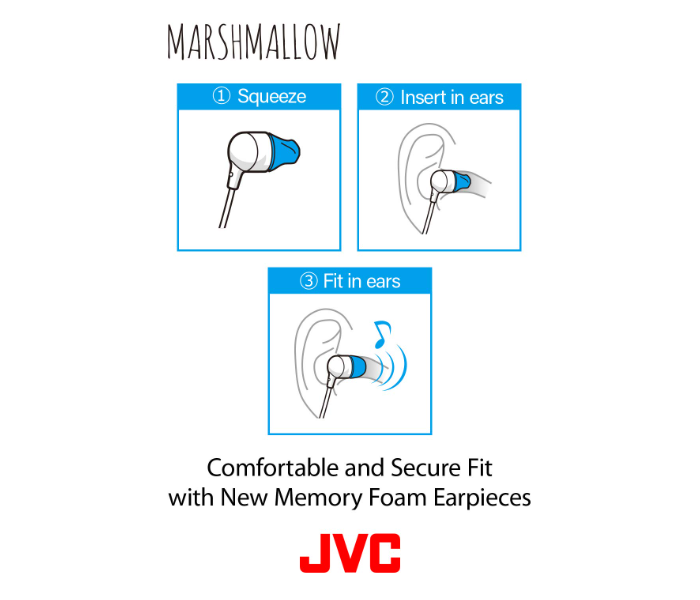 JVC HAFX38MA Memory Foam Earbud Marshmallow Memory Foam Earbud with Mic - Blue - Zoom Image 4