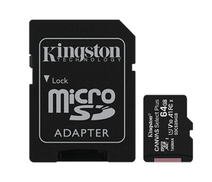 Kingston SDCS64GB 64GB Canvas Select Plus microSD Card with Adapter - Black - Zoom Image 1