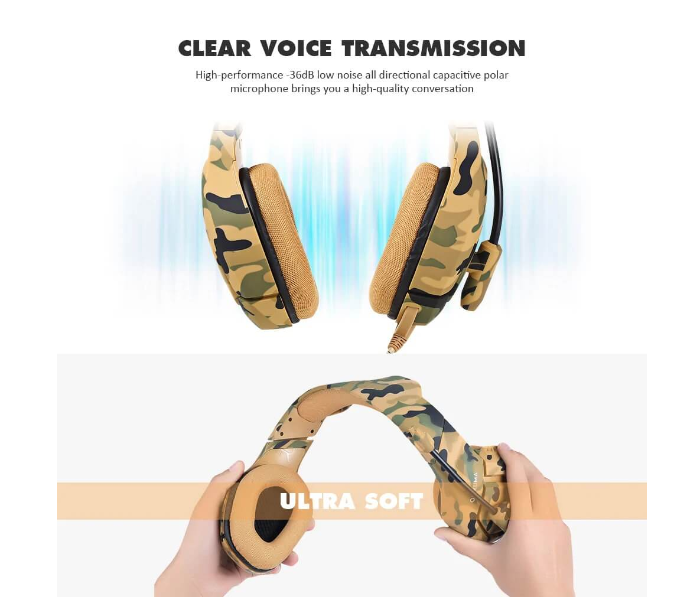 Onikuma K1B Stereo Gaming Headset With Mic - Camouflage Yellow - Zoom Image 3