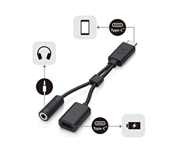 Sony EC270 Mobile Audio Adapter 2 in 1 Type C Cable  - Black - Zoom Image 2