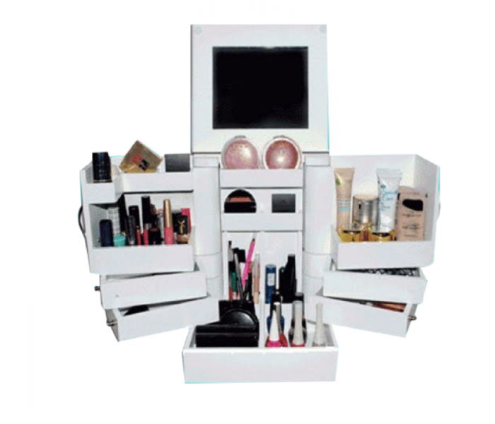 MDF Wood Makeup Cupboard - White - Zoom Image