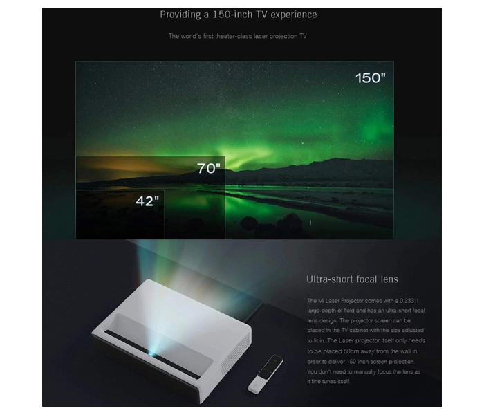 Mi Laser Ultra-Short Throw Projector 150 - White - Zoom Image 3