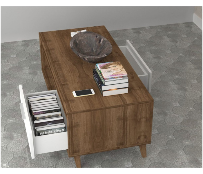 Mia Wood Finish Coffee Table - White and Brown - Zoom Image 2