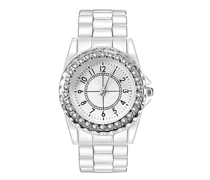 Swiss Time 3150 Ladies Watch with Stone Silver  - Zoom Image