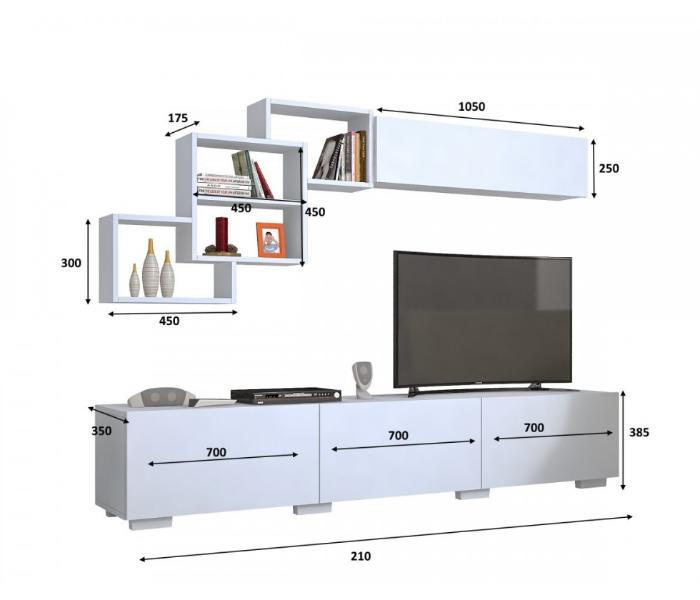 Free Model 2 Cartons TV Table - White - Zoom Image 2