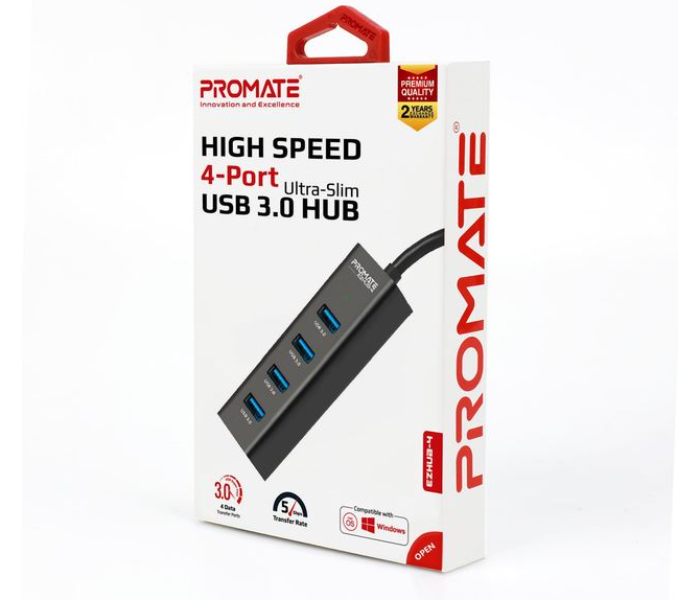 Promate EzHub-4 Ultra-Fast Portable USB-A 3.0 Hub With 4x Charge and Sync Ports - Zoom Image 5