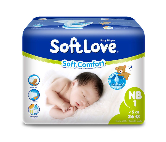 Soft Love 26 Pieces Below 5Kg Soft Comfort Diaper Newborn - Zoom Image 1