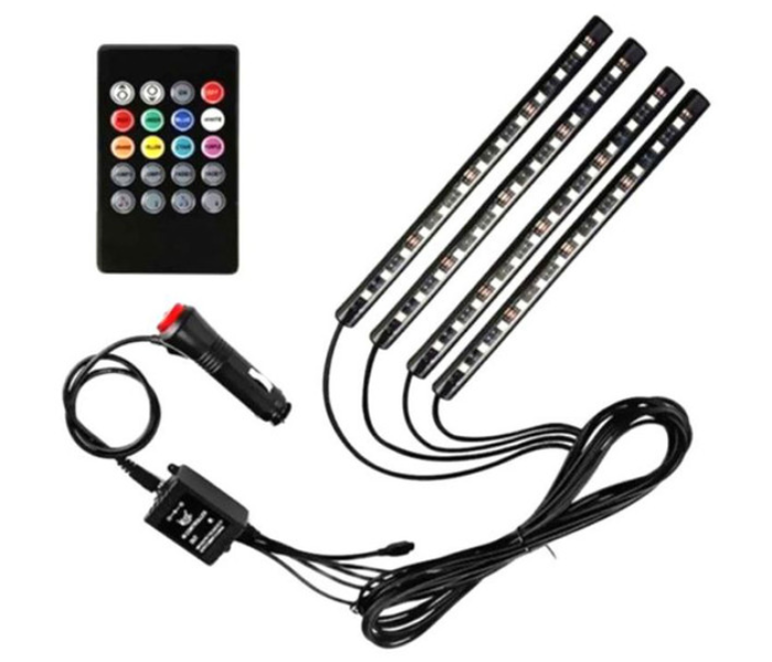 4-Piece LED Car Strip Light With Remote - Zoom Image