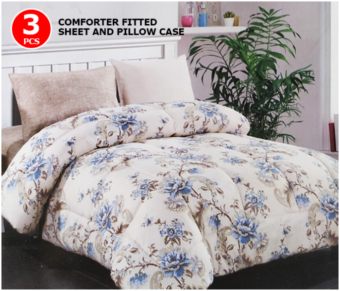 Roman 3 Pcs Comforter Fitted Sheet and Pillow Case - Cream - Zoom Image