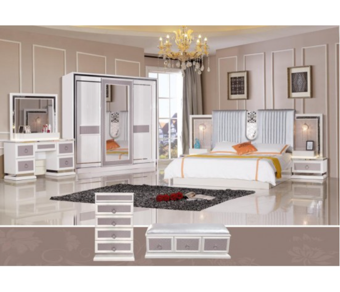 Nephrin Bedroom Set with Drawer Wardrobe - White - Zoom Image 1