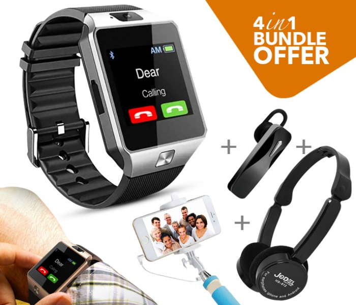 Smart Watch Rubber Strap With Sim Slot DZ09 Image