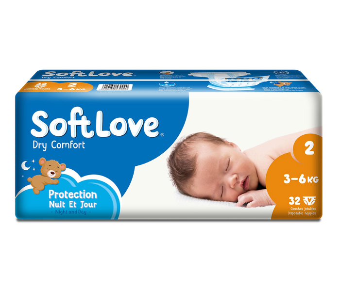 Soft Love 32 Pieces 3-6Kg Dry Comfort Baby Diaper Small - Zoom Image