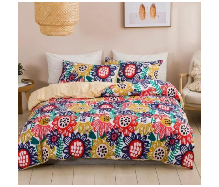 Floral 6 Pieces High Quality Cotton Double Size Bed Sheet with Quilt Cover and Pillow Case  - Zoom Image