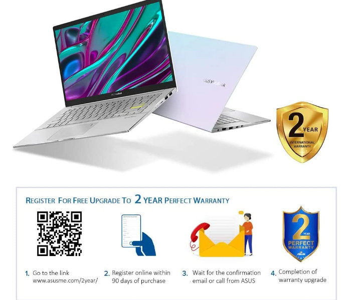 Asus Vivobook M433IA-EB536T AMD R7-4700U 16GB RAM 1TB 14 Windows 10 Home - White - Zoom Image 3