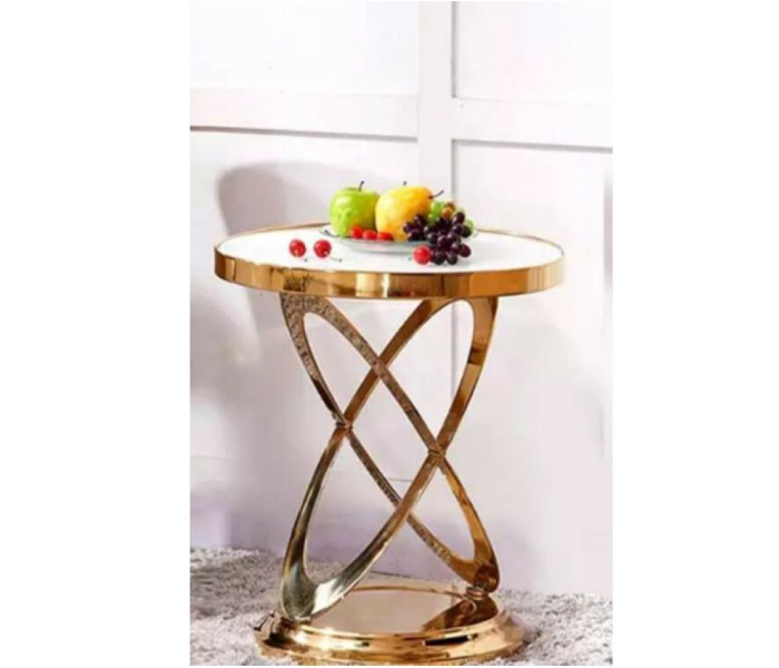 Gold Plated Side Table with Marble Top - Zoom Image 2