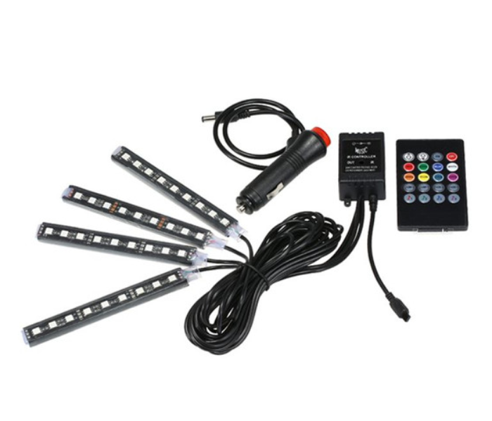 4 in 1 Car Auto Interior Atmosphere Lights Lamp Strip Bar Floor Decoration Lighting with Voice Control  - Zoom Image