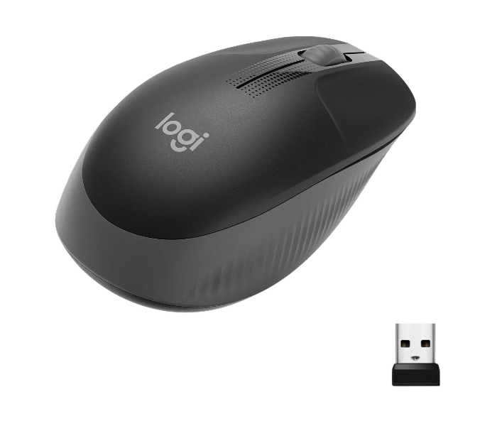 Logitech M190 Full-Size Wireless Mouse - Charcoal - Zoom Image 1