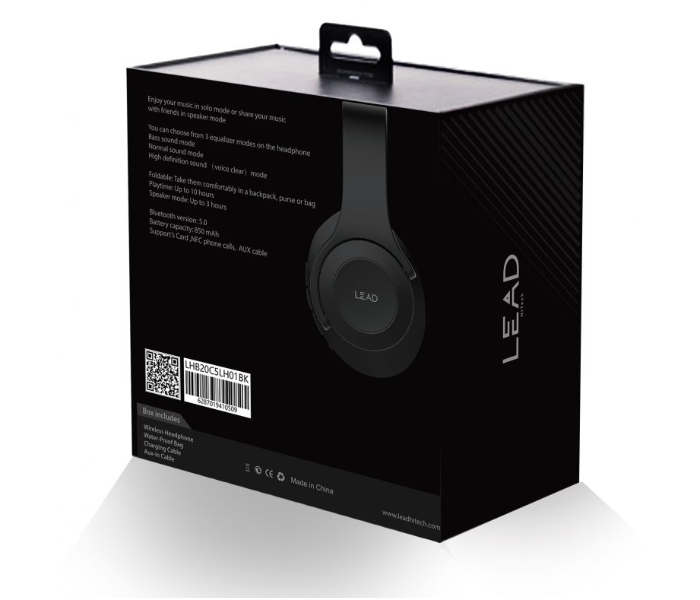 Lead LH01 Wireless Headphone - Black and Red - Zoom Image 3