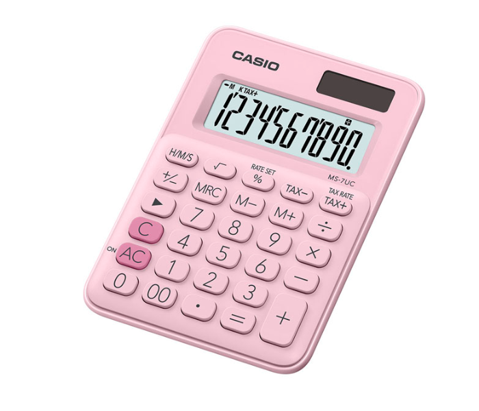 Casio MS-7UC-PK Mini Desk Type 10 Digit Calculator - Pink - Zoom Image