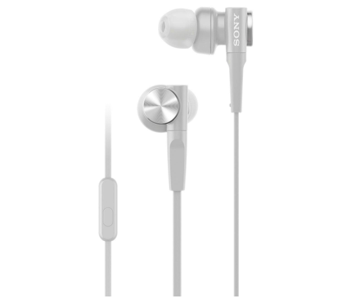 Sony MDR-XB55AP Wired Extra Bass In-Ear Headphones With Mic For Phone Calls - White - Zoom Image 1