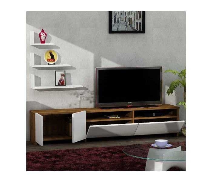 Bench Model Gelincik TV Table - White and Brown - Zoom Image 2