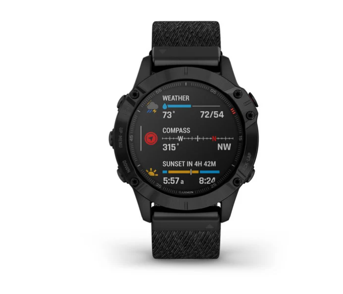 Garmin 010-02158-17 Fenix 6 Sapphire Edition Black DLC with Heathered Black Nylon Band - Zoom Image 4