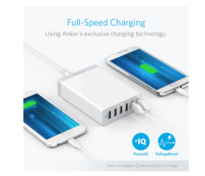 Anker A2123K22 60W 6 Port USB Wall Charger for iPhone - White - Zoom Image 2