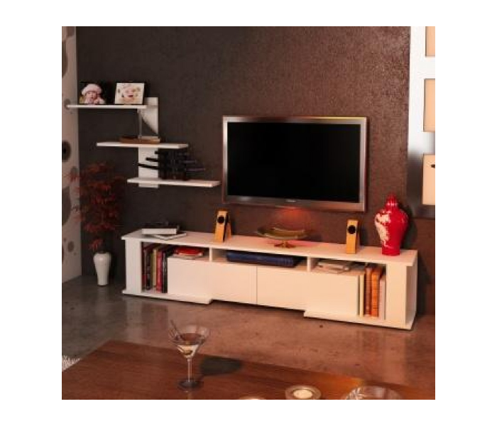 1 Carton Wooden TV Table - White - Zoom Image 1