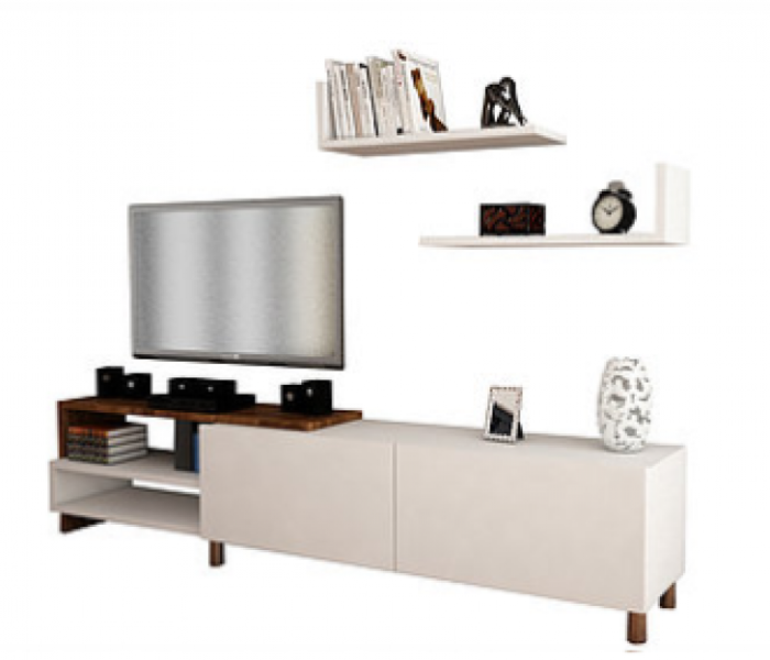 Dizayn TV Table - White and Brown - Zoom Image 3