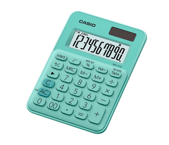 Casio MS-7UC-GN Mini Desk Type 10 Digits Calculator - Green - Zoom Image