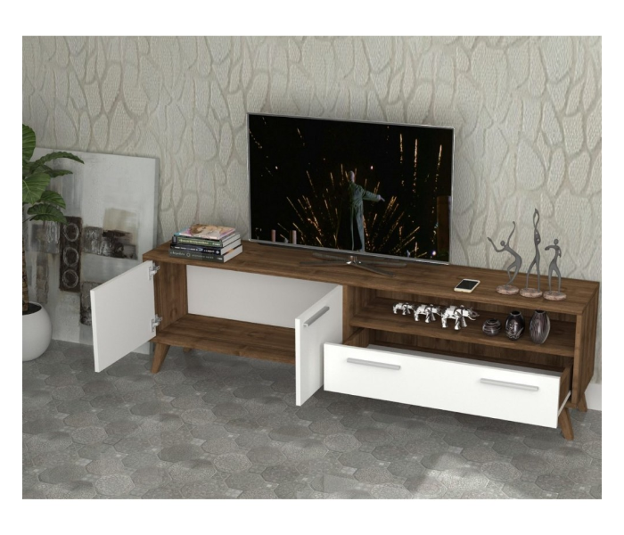 Oslo TV Model TV Table - White and Brown - Zoom Image 2