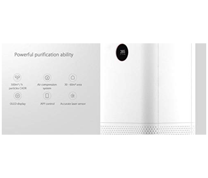 Xiaomi Air Purifier Pro With OLED Display - White - Zoom Image 2