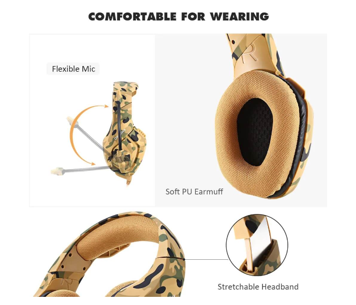 Onikuma K1B Stereo Gaming Headset With Mic - Camouflage Yellow - Zoom Image 4