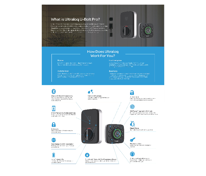 UltraLoq U-Bolt Pro Deadbolt Lock Bluetooth and Biometric Smart Door Lock - Zoom Image 3