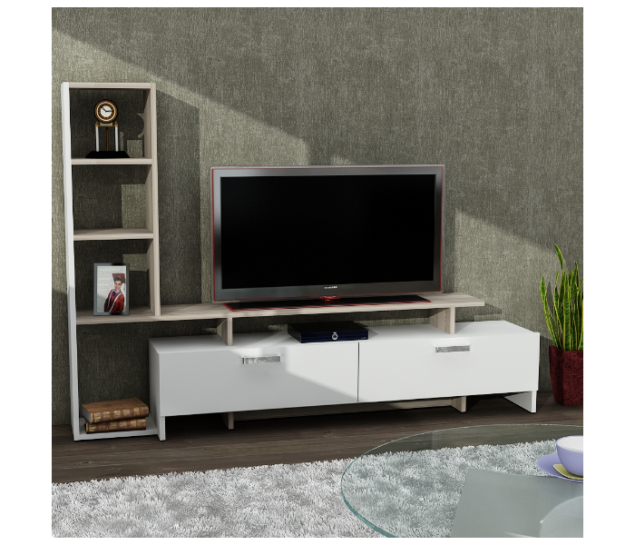 Simal TV Table - White and Beige - Zoom Image 1