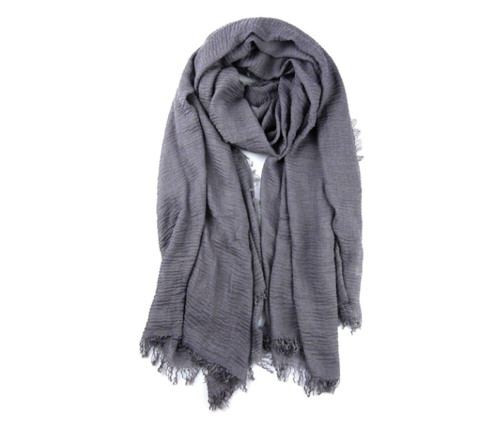 Crinckled Cotton 190x80cm Hijab - Grey - Zoom Image