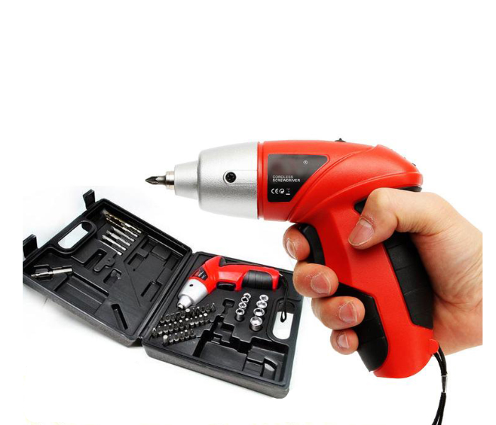 45 Piece Cordless Screwdriver Set - Black and Red - Zoom Image